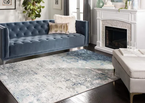 Vista 2 de SAFAVIEH - Alfombra de la colección Brentwood - 9' x 12', gris claro y azul, diseño abstracto moderno, no desprende pelusa y fácil de cuidar, ideal