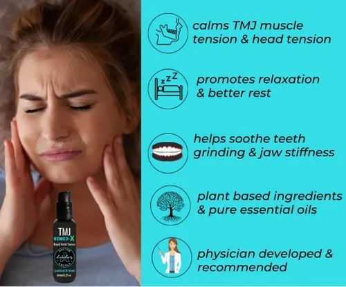 Vista 3 de Dr. A's TMJ Remed-X Sérum para aliviar la mandíbula Producto de alivio TMJ Tratamiento de mandíbula y cuello Aceites esenciales naturales