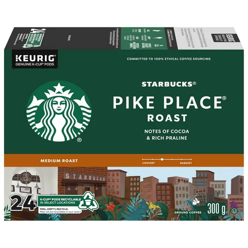 Vista 30 de Starbucks Cápsulas de café K-Cup, café de tostado medio con 2X cafeína mezcla de la casa para cafeteras Keurig, 100% arábica, 6 cajas