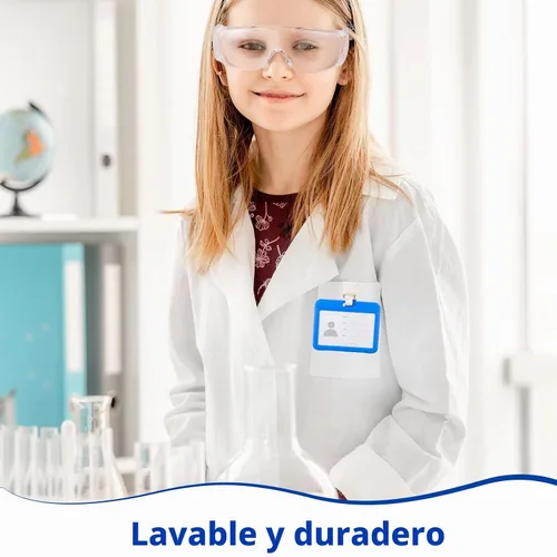 Vista 5 de Tarpop Kit de disfraz de laboratorio para niños, abrigo de médico, gafas, tarjeta de identificación para proyectos, disfraz de científico