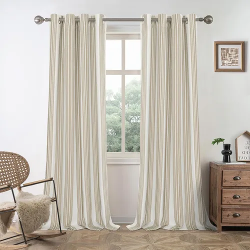 Vista 16 de DriftAway Chris Linen - Cortinas opacas con capa térmica y reductora de sonido, 63 pulgadas de largo para dormitorio, cortinas estampadas a rayas