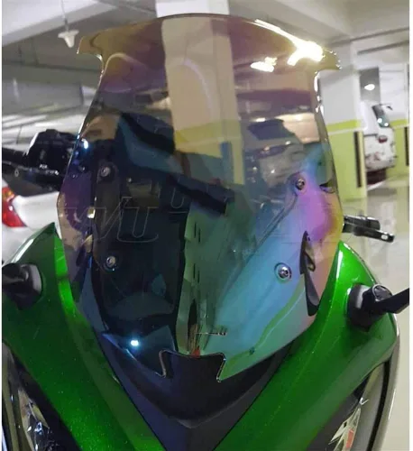 Vista 2 de Parabrisas de motocicleta de doble burbuja para parabrisas compatible con Kawasaki Ninja 1000 Z1000 Z 1000 SX Z1000SX Z1000SX Iridium (color: negro)