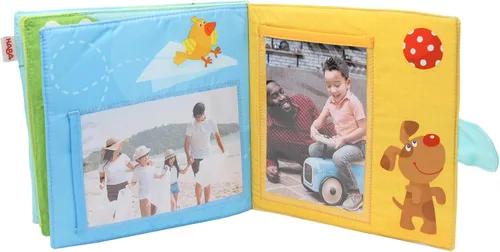 Vista 6 de HABA My First Photo Album – Libro de tela suave para bebé, álbum de bebé para (8) fotos de 4 x 6 pulgadas, juguetes sensoriales para bebés, libros