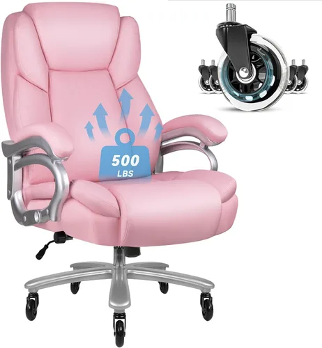 Vista 8 de OFIKA Silla de oficina grande y alta de 500 libras, soporte lumbar ajustable, silla de oficina para personas pesadas, respaldo alto resistente Negro