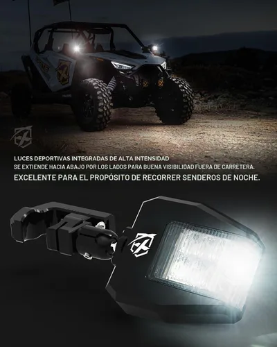 Vista 3 de Xprite UTV Side Rear View Mirrors with LED Lights for 1.75"-2" Roll Cage