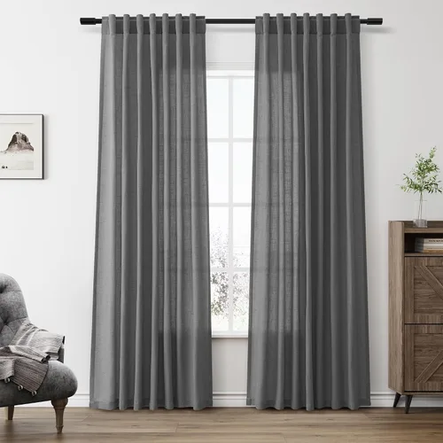 Vista 79 de Aersas Aqua Green Linen Curtains 84 Inches Long 2 Panels Set Back Tab Rod Pocket Living Room Curtain Farmhouse Rustic Light Filtering Hook Drapes