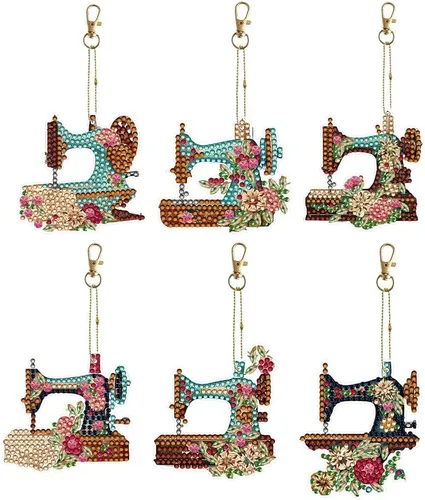 Vista 11 de 5pcs DIY 5D colorido búho diamante pintura llavero kits doble cara búho diamante arte llavero llavero