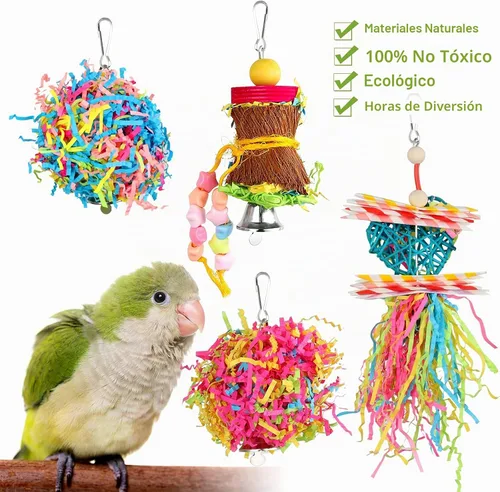 Vista 4 de YUEPET Paquete de 4 juguetes trituradores de pájaros, juguete de búsqueda