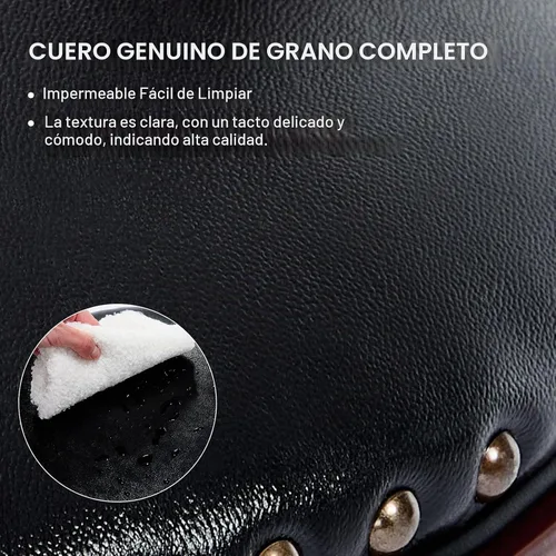 Vista 6 de RAINMOOD Taburete de bar, taburetes de bar giratorios de estilo moderno de mediados de siglo con asiento de cuero y patas de madera, silla