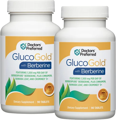Vista 9 de DOCTORS' PREFERRED GlucoGold con berberina, canela concentrada, cromo, extracto de hoja de banaba (90 tabletas)