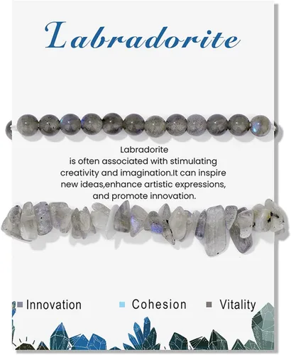 Vista 26 de Pulseras de cristal curativo para mujer, 2 pulseras de piedra natural de 0.236 pulgadas, pulseras elásticas de cuentas de cristal hechas a mano