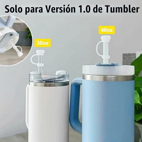 Vista 2 de Juego de 3 tapones de silicona a prueba de derrames 2023, compatibles con Stanley Cup 1.0 de 40 onzas/30 onzas, accesorios para vasos con 2 tapas