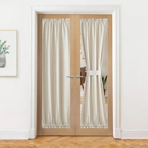 Vista 24 de NICETOWN Cortinas de Lino para Puerta Lateral - Cortinas Opacas con Aislamiento Térmico para Puerta Delantera Francesa para Sombra Pequeña