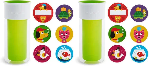Vista 11 de Munchkin® Miracle® 360 - Vaso para beber con aislamiento, incluye calcomanías para personalizar la taza, 9 onzas, azul