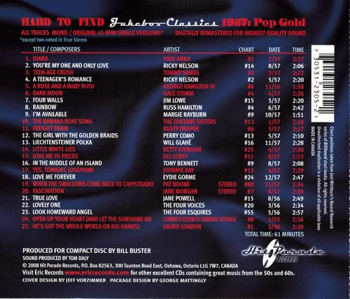 Vista 2 de Hard to Find Jukebox Classics 1957 Pop Gold Various