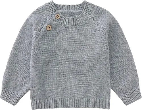 Vista 9 de Pureborn - Jersey de punto para bebés, niñas y niños, suéter de punto de algodón con cierre de botones beige-a