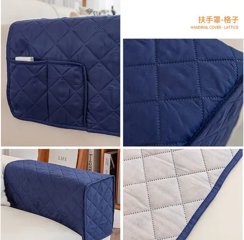 Vista 3 de Fundas antideslizantes para reposabrazos con 2 bolsillos para sofá, sillón, organizador para control remoto, teléfono, protector de brazos