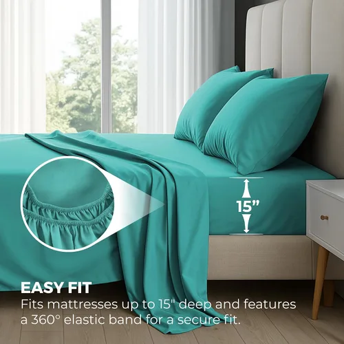 Vista 5 de Pure Bedding Juego de Sábanas Twin - Sábanas de Cama de Microfibra Ultra-Suave 1800 - Doble Cepillado - Bolsillos Profundos - Ajuste Fácil - Extra
