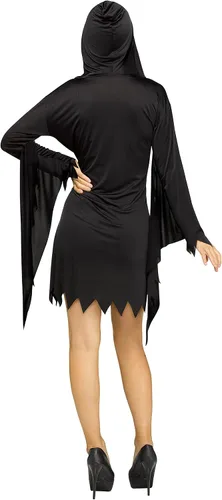 Vista 2 de Fun World Disfraz de cara fantasma para mujer, vestido de bata de glamour, icono de Halloween
