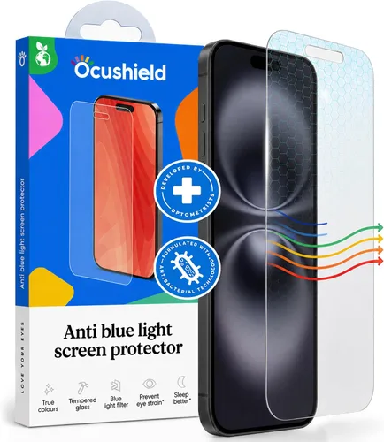 Vista 21 de Ocushield - Protector de pantalla de vidrio templado anti luz azul para iPhone 7 Plus iPhone 8 Plus - Protege tus ojos, reduce las migrañas