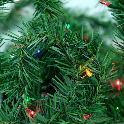 Vista 3 de YULETIME Guirnalda de Navidad de 24 pies con 50 luces multicolor, guirnalda artificial iluminada con tira de luces enchufables con certificación UL