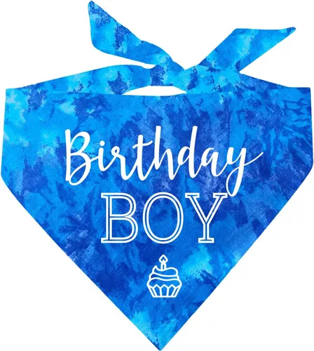Vista 22 de Bandana de cumpleaños para niño con cupcakes para perro, 100% algodón, fabricada en Estados Unidos, cumpleaños, Pawty, tema de fiesta, suministros