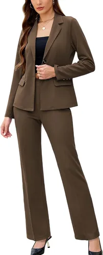 Vista 19 de Women's 2 Piece Suits Business Casual Outfits Long Sleeve Solid Pantsuits Professional Office Work Sets