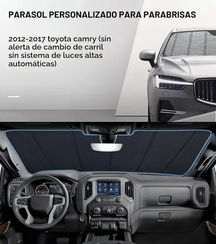 Vista 2 de Pigenius Parasol para parabrisas para Toyota Camry 2012-2017 (sin corte de sensor, 2012-2014 todos), acabado plateado metálico