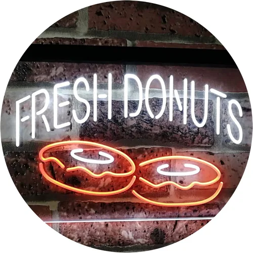 Vista 16 de ADVPRO Fresh Donuts - Letrero de neón LED de doble color, color azul y rojo, 12 x 8.5 pulgadas, st6s32-i2072-br