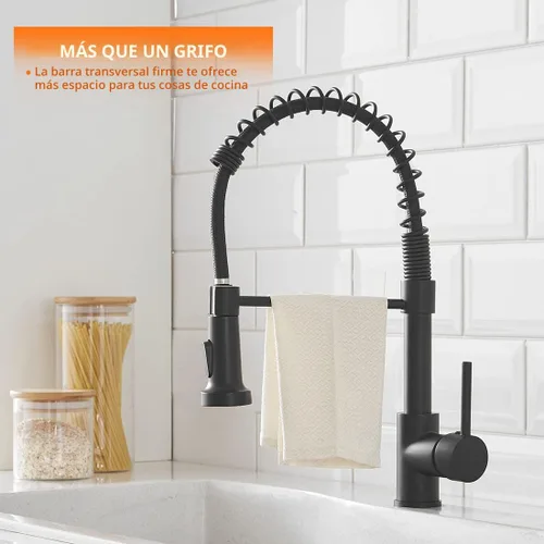 Vista 2 de Grifos de cocina con rociador de latón sólido con níquel de cepillado industrial, de una sola manija, grifo para granja, campamento, lavandería.