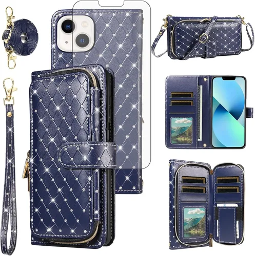 Vista 76 de Funda para teléfono iPhone 6 6S con cremallera y protector de pantalla con protector de pantalla, correa de cordón cruzado, ranura para iPhone 6 Six