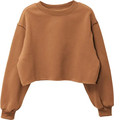 Vista 23 de Amazhiyu Sudadera Corta para Mujer de Manga Larga con Forro Polar Albaricoque