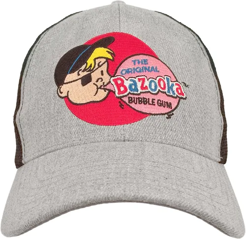 Vista 2 de Tee Luv Bazooka Bubble Gum Candy Hat - Retro Bazooka Joe Cartoon Gorra de béisbol (gris y negro)