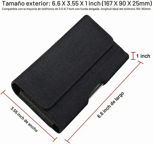 Vista 4 de Funda de nailon con clip para cinturón para Samsung Galaxy S26+ S25 FE S25+ S24 FE S23 FE S21 FE/Plus, A35 A15 A55 A54, iPhone 15 14 13 12 Pro Max