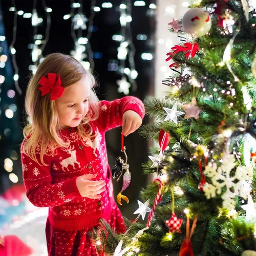 Vista 2 de SICOHOME Adornos de sirena de Navidad, adornos de sirena para árbol de Navidad, decoración de árbol de Navidad de metal con diamantes de imitación