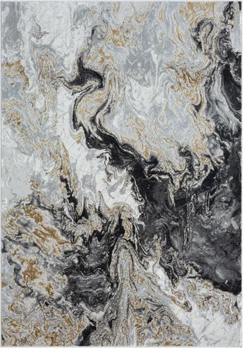 Vista 2 de LUXE WEAVERS Alfombra abstracta de remolinos de mármol, humo 4x5