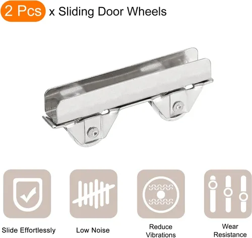 Vista 3 de uxcell Conjunto de rodillos para puerta corrediza de patio, rodamientos de bolas de rueda de puerta corredera, paquete de 2