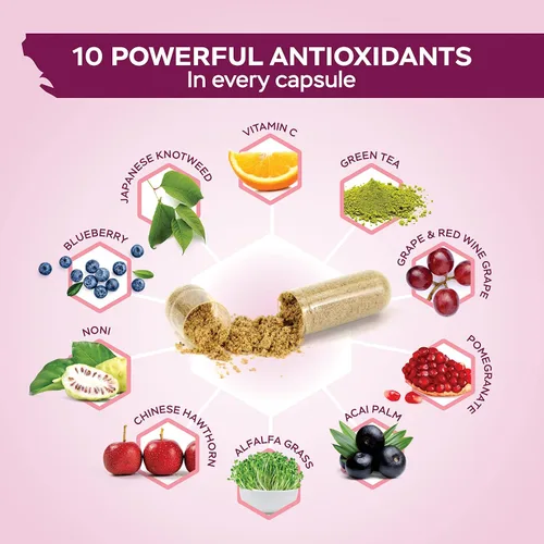 Vista 5 de Purely Holistic Resveratrol 1450 mg, 90 porciones, suplemento antioxidante trans-resveratrol con vitamina C y complejo de polifenoles, 180 cápsulas