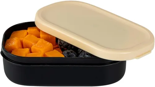 Vista 7 de Restaurantware Bento Tek - Recipientes de salsa de 3.7 x 2.2 x 1.1 pulgadas, 4 tazas negras con tapas, con tapa beige, de plástico para microondas
