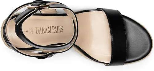 Vista 4 de DREAM PAIRS Sandalias de plataforma para mujer Negro PU