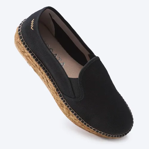 Vista 3 de Viscata Castell - Alpargatas de lona con plataforma de 1 pulgadas, hechas a mano, con tacón de plataforma para mujer, con lona de algodón orgánico
