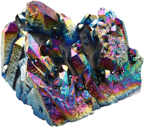 Vista 7 de Rockcloud - Escultura de cristal de cuarzo arcoíris con recubrimiento de titanio, geoda natural, druzy, piedra preciosa para decoración del hogar