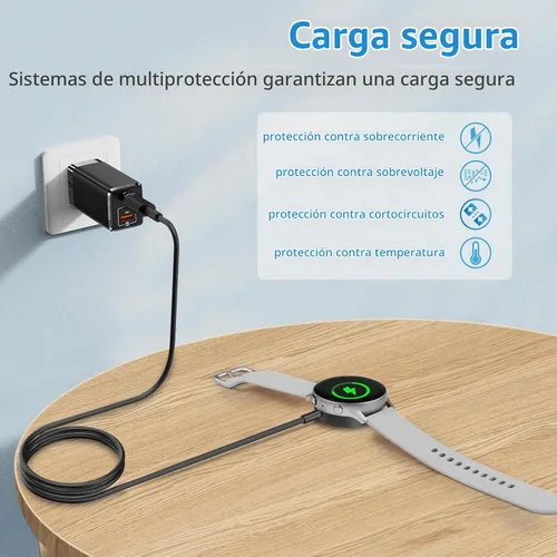 Vista 6 de Clolasa Paquete de 2 cargadores para Samsung Galaxy Watch compatibles con Galaxy Watch 8/8 Classic/7/Ultra/6/6 Classic/5/5 Pro/4/4 Classic/3/Active