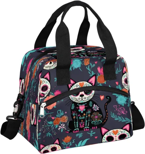 Vista 9 de Bolsa de almuerzo con estampado de leopardo animal, lonchera aislada Correa de hombro ajustable impermeable para niños, niñas, niños, escuela