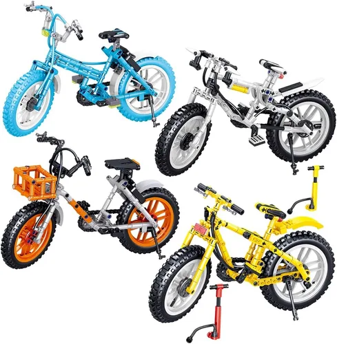 Vista 7 de Bloques de construcción de bicicleta, juego de construcción de modelo de bicicleta de montaña, escala 16, kit de construcción de bicicleta de alta