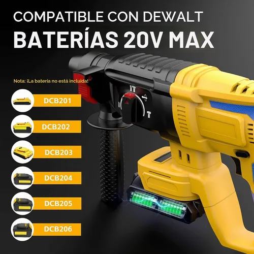 Vista 8 de SDS - Martillo giratorio inalámbrico compatible con batería Dewalt de 20 V, sin escobillas, taladro giratorio SDS para hormigón, mampostería