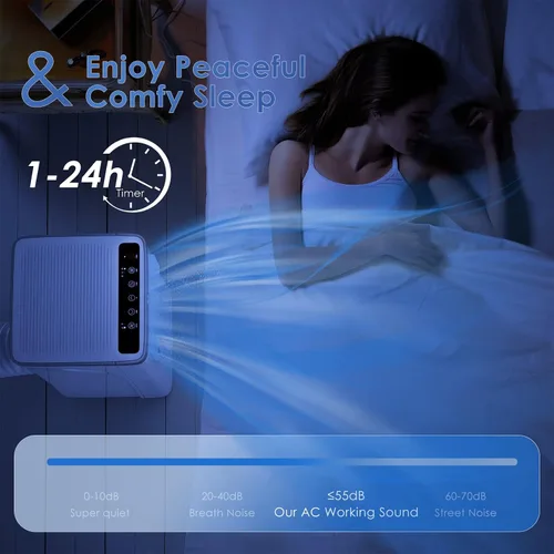 Vista 5 de COSTWAY Aire acondicionado portátil, enfriador de aire de 8000 BTU con modo ventilador y deshumidificador para habitaciones de hasta 230 pies