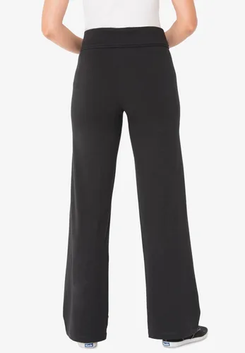 Vista 4 de Woman Within Pantalón de pierna ancha de algodón elástico para mujer, talla grande