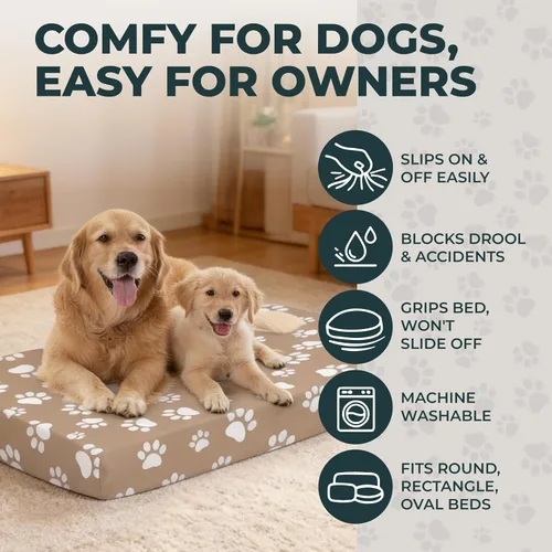 Vista 7 de DUKE&LEFTY Furever - Funda para cama para perros, suave y elástica, universal, fácil de quitar (sin cremallera), color negro, pequeño