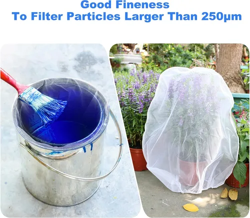 Vista 5 de Bolsas de colador de pintura, 24 piezas de filtro de malla fina blanca de 5 galones, filtro de apertura elástica para pintura hidropónica